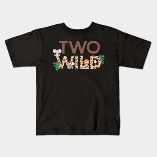 Wild Two Animal Safari 2nd Birthday Theme Family Boy Girl Kids T-Shirt